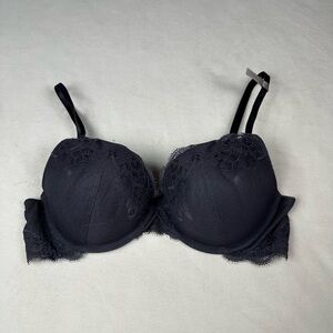 Ambrielle Everyday Convertible Plunge Pushup Bra - Black Lace - Size 36D